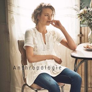 Anthropologie Maeve tiered lace tunic in white